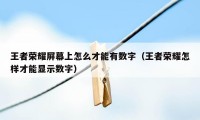 王者荣耀屏幕上怎么才能有数字（王者荣耀怎样才能显示数字）