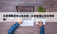 王者荣耀游戏公告在哪（王者荣耀公告在哪里看）