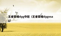 王者荣耀dyg夺冠（王者荣耀dygvsag）