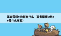 王者荣耀cdk都有什么（王者荣耀cdkey是什么东西）