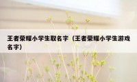 王者荣耀小学生取名字（王者荣耀小学生游戏名字）