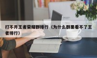 打不开王者荣耀群排行（为什么群里看不了王者排行）