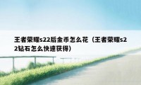 王者荣耀s22后金币怎么花（王者荣耀s22钻石怎么快速获得）