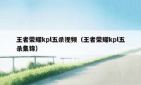 王者荣耀kpl五杀视频（王者荣耀kpl五杀集锦）