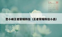 悲小峰王者荣耀韩信（王者荣耀韩信小鑫）