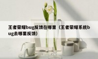 王者荣耀bug反馈在哪里（王者荣耀系统bug去哪里反馈）