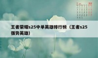 王者荣耀s25中单英雄排行榜（王者s25强势英雄）