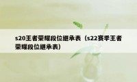 s20王者荣耀段位继承表（s22赛季王者荣耀段位继承表）