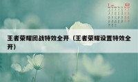 王者荣耀团战特效全开（王者荣耀设置特效全开）