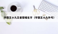 学霸王小九王者荣耀名字（学霸王小九外号）