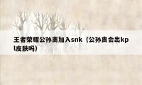 王者荣耀公孙离加入snk（公孙离会出kpl皮肤吗）