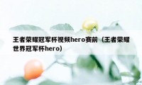 王者荣耀冠军杯视频hero赛前（王者荣耀世界冠军杯hero）