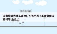 王者荣耀为什么法师打不死小兵（王者荣耀法师打不过战士）