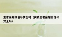 王者荣耀微信号安全吗（买的王者荣耀微信号安全吗）