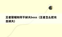 王者荣耀如何干掉大boss（王者怎么把攻击调大）