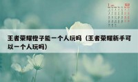 王者荣耀橙子能一个人玩吗（王者荣耀新手可以一个人玩吗）