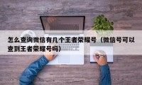 怎么查询微信有几个王者荣耀号（微信号可以查到王者荣耀号吗）