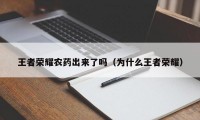 王者荣耀农药出来了吗（为什么王者荣耀）