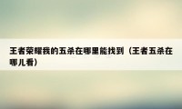 王者荣耀我的五杀在哪里能找到（王者五杀在哪儿看）