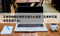 王者荣耀她们称野王是什么意思（王者野王是啥意思是什么）