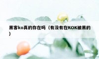 黑客ko真的存在吗（有没有在KOK被黑的）