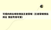 可爱的网名昵称情侣王者荣耀（王者荣耀情侣网名 情侣专用可爱）