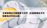 王者荣耀名字框框里个问号（王者荣耀名字方框里有问号怎么搞）