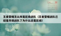 王者荣耀怎么样是区级战队（王者荣耀战队已经是市级战队了为什么还是区级）