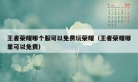 王者荣耀哪个服可以免费玩荣耀（王者荣耀哪里可以免费）