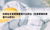 孙膑在王者荣耀里是什么职位（王者荣耀孙策是什么职位）