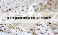 关于王者荣耀没有坦克还玩什么的信息