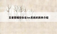 王者荣耀空白名ios系统的简单介绍