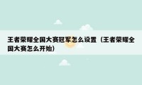 王者荣耀全国大赛冠军怎么设置（王者荣耀全国大赛怎么开始）