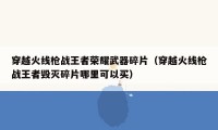 穿越火线枪战王者荣耀武器碎片（穿越火线枪战王者毁灭碎片哪里可以买）