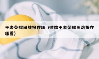 王者荣耀周战报在哪（微信王者荣耀周战报在哪看）