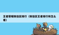 王者荣耀微信区排行（微信区王者排行榜怎么看）