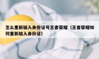 怎么重新输入身份证号王者荣耀（王者荣耀如何重新输入身份证）