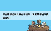 王者荣耀组织比赛名字搞笑（王者荣耀战队搞笑名称）