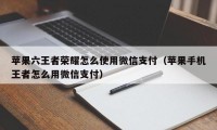 苹果六王者荣耀怎么使用微信支付（苹果手机王者怎么用微信支付）