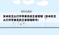 安卓机怎么打开苹果系统王者荣耀（安卓机怎么打开苹果系统王者荣耀账号）