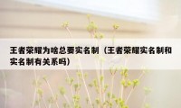 王者荣耀为啥总要实名制（王者荣耀实名制和实名制有关系吗）