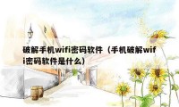 破解手机wifi密码软件（手机破解wifi密码软件是什么）