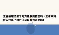 王者荣耀拉黑了对方能收到信息吗（王者荣耀把人拉黑了对方还可以看到消息吗）