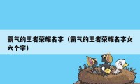 霸气的王者荣耀名字（霸气的王者荣耀名字女六个字）