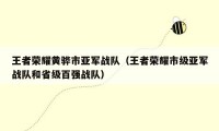 王者荣耀黄骅市亚军战队（王者荣耀市级亚军战队和省级百强战队）