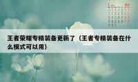 王者荣耀专精装备更新了（王者专精装备在什么模式可以用）