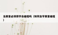 当黑客必须得学会编程吗（如何自学黑客编程）