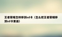 王者荣耀怎样移到sd卡（怎么把王者荣耀移到sd卡里面）