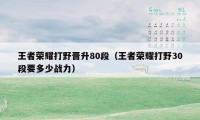 王者荣耀打野晋升80段（王者荣耀打野30段要多少战力）