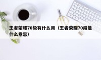 王者荣耀70级有什么用（王者荣耀70段是什么意思）